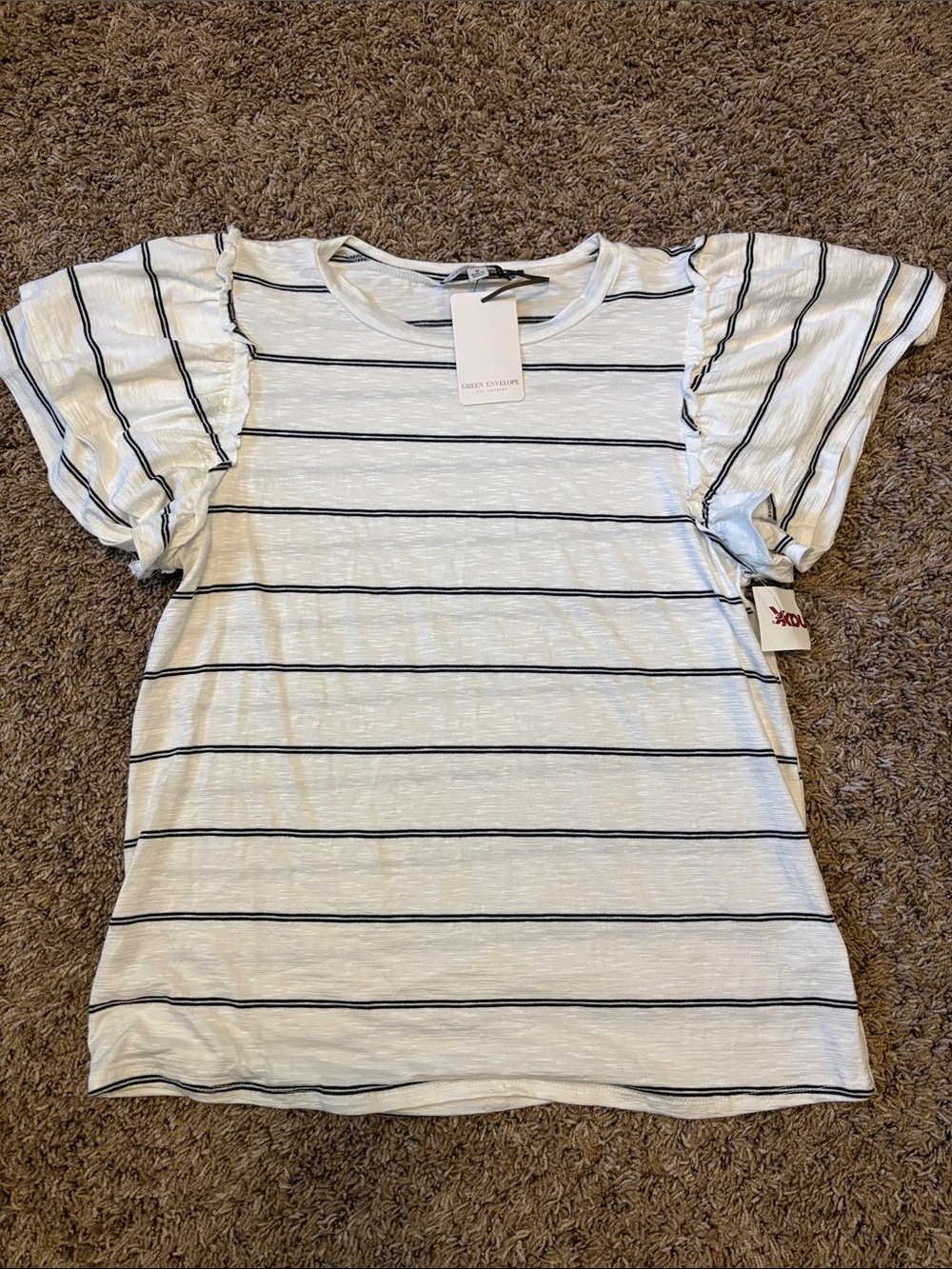Green envelope stripe top